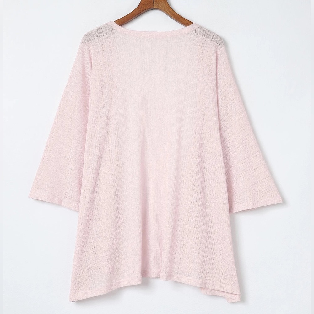 Pink Sheer Lightweight Knit Long Sleeve Cardigan | Pink | One Size - Picture 9 of 12